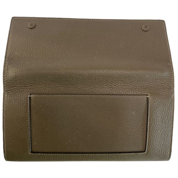 Céline Pebbled Leather Large Flap Wallet Grey And Yellow Made in Italy - Picture 6 of 13